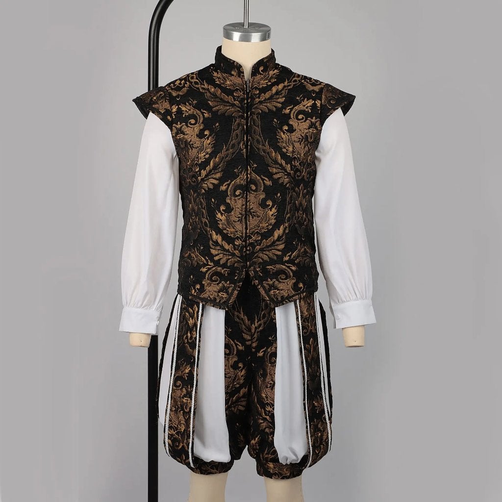 Zwart gouden heren renaissance kostuum victoriaans, Verzenden, Nieuw