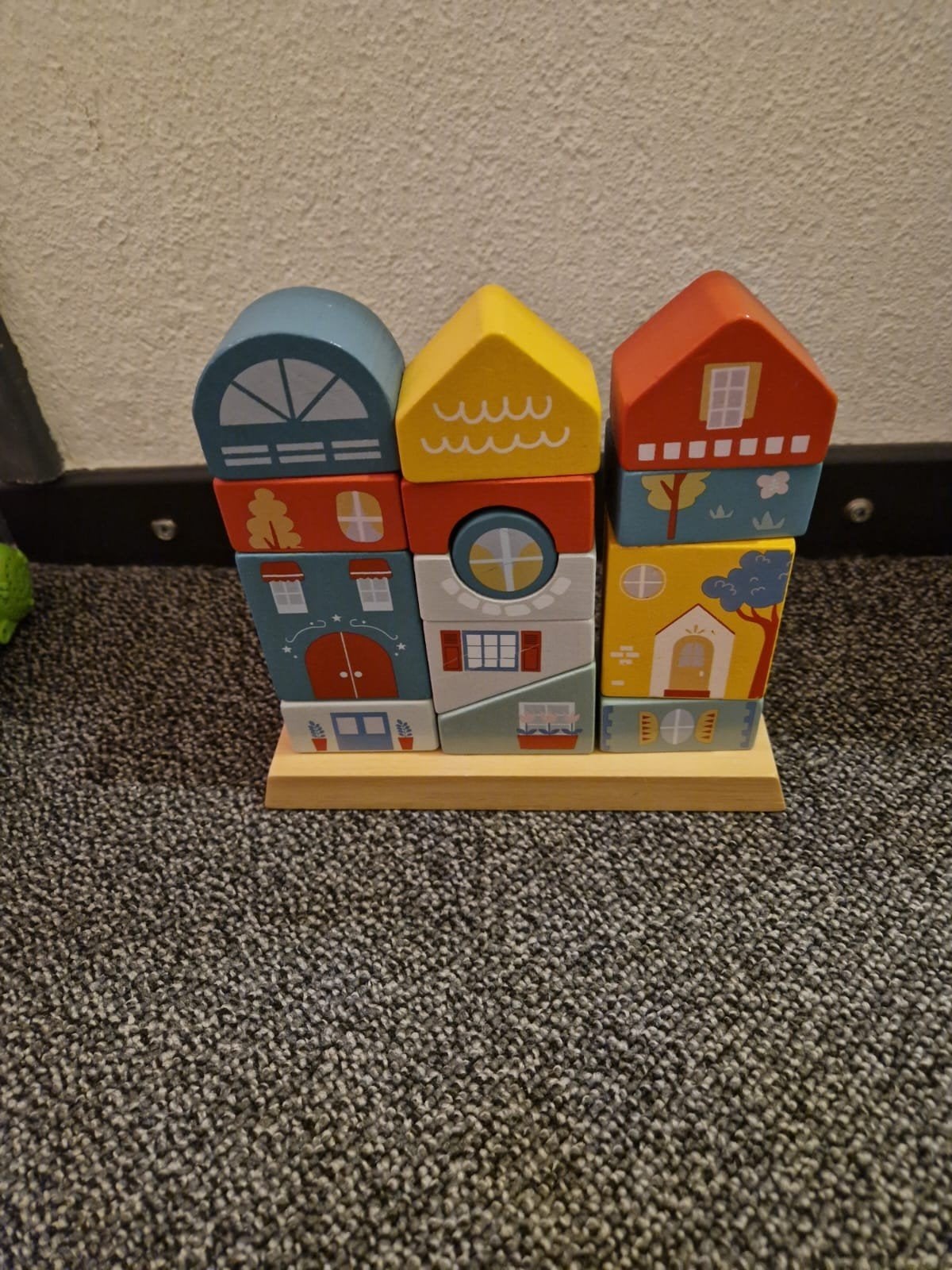 Houten Stapelblokken Huisjes - Educatief Speelgoed, Ophalen of Verzenden, Zo goed als nieuw, Overige typen
