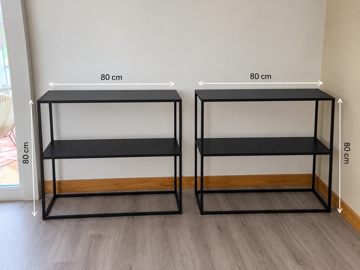 Set van 2 zwarte bijzettafels/sidetables - 80x80 cm, Ophalen of Verzenden, 25 tot 50 cm, Vierkant, 50 tot 100 cm