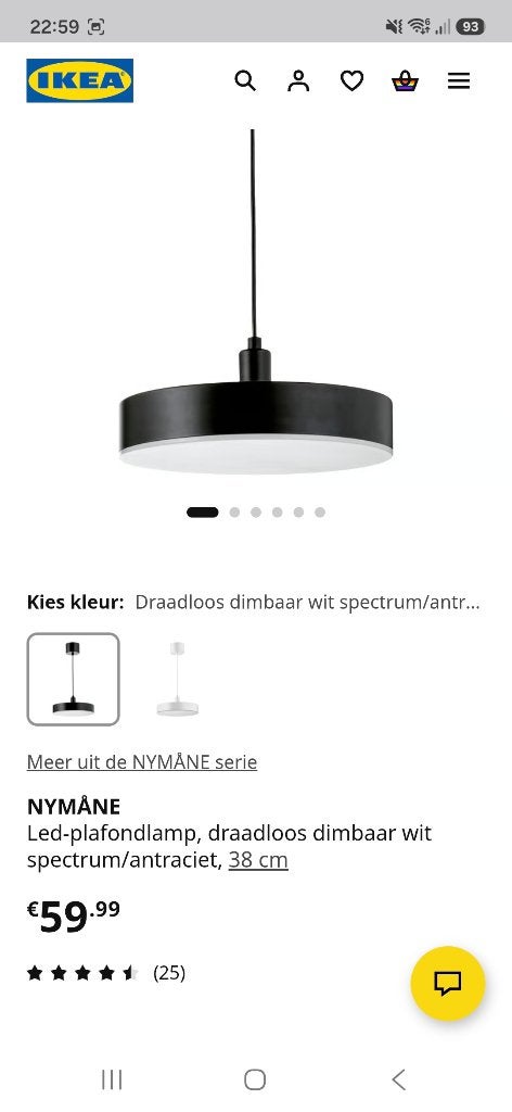 Nymane hanglamp Ikea met afstand bediening, Huis en Inrichting, Ophalen of Verzenden, Zo goed als nieuw, Kunststof, Modern