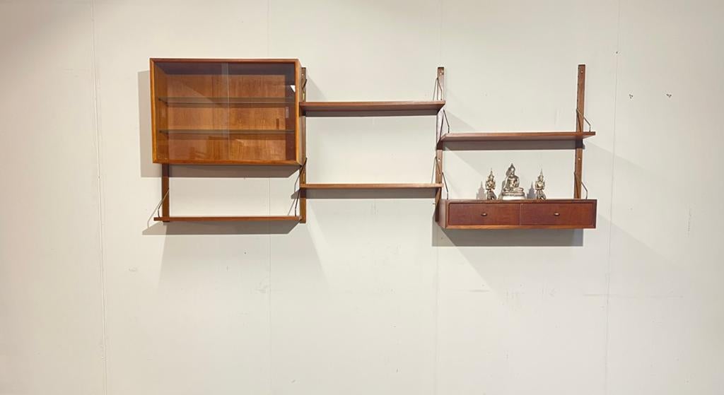 Poul Cadovius by Royal System vintage modulair wandsysteem, Huis en Inrichting, Kasten | Wandmeubels, Gebruikt, Met deur(en), Glas