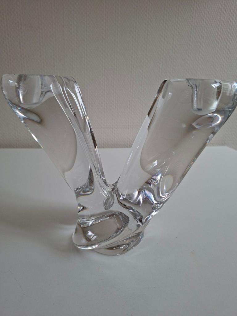 Val Saint Lambert kandelaar, Antiek en Kunst, Antiek | Kandelaars, Glas, Ophalen of Verzenden