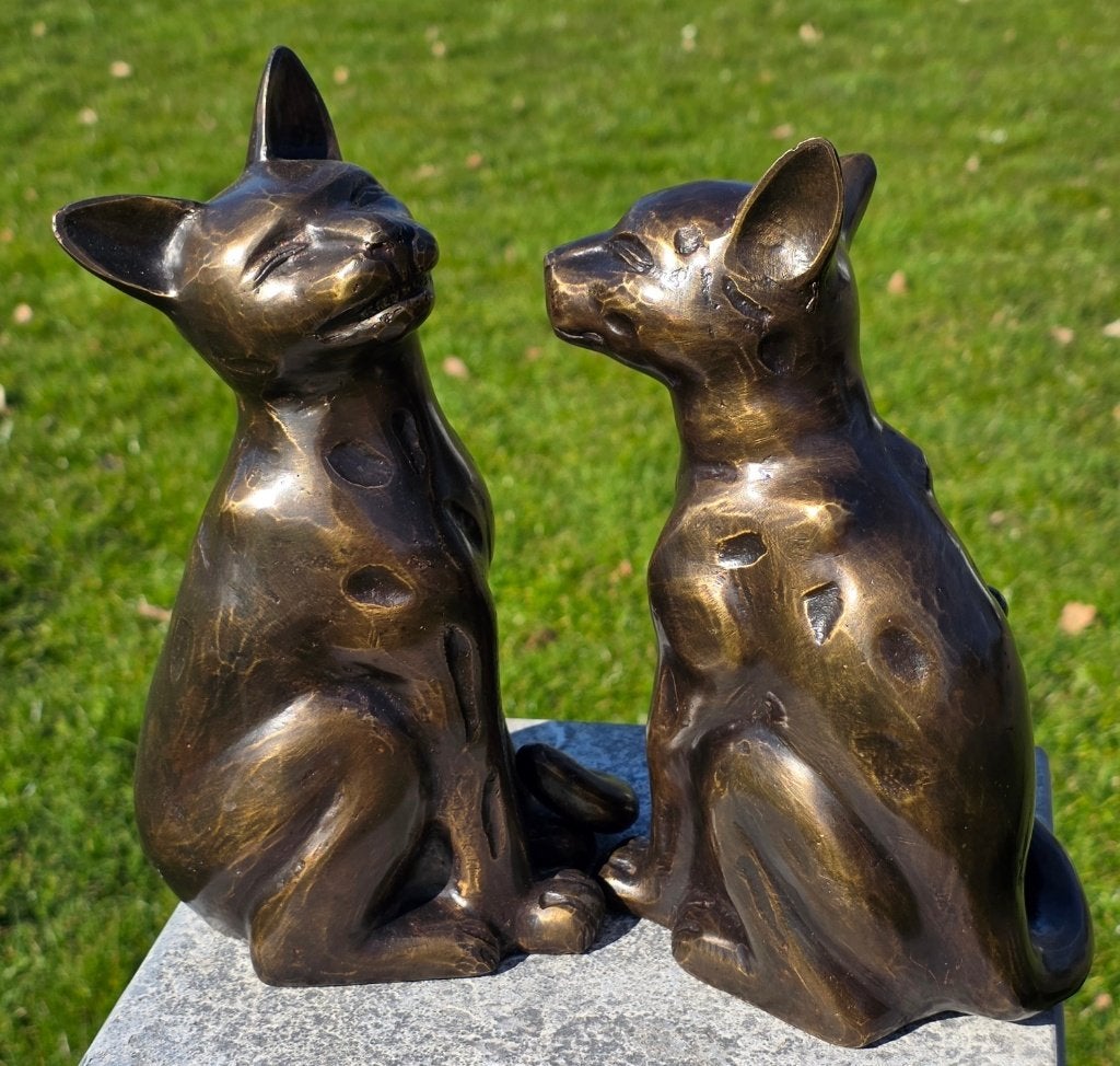 Bronzen Beeld 'Liefdevolle Katten', Nieuw, Info@huisentuindecoratiemarie.nl, Huis en tuin decoratie marie, Dierenbeeld