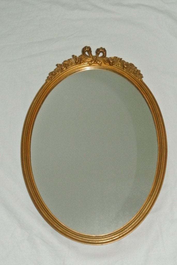 Ovale spiegel met strik  Vintage spiegel, Antiek en Kunst, Ophalen, Ovaal, Minder dan 50 cm