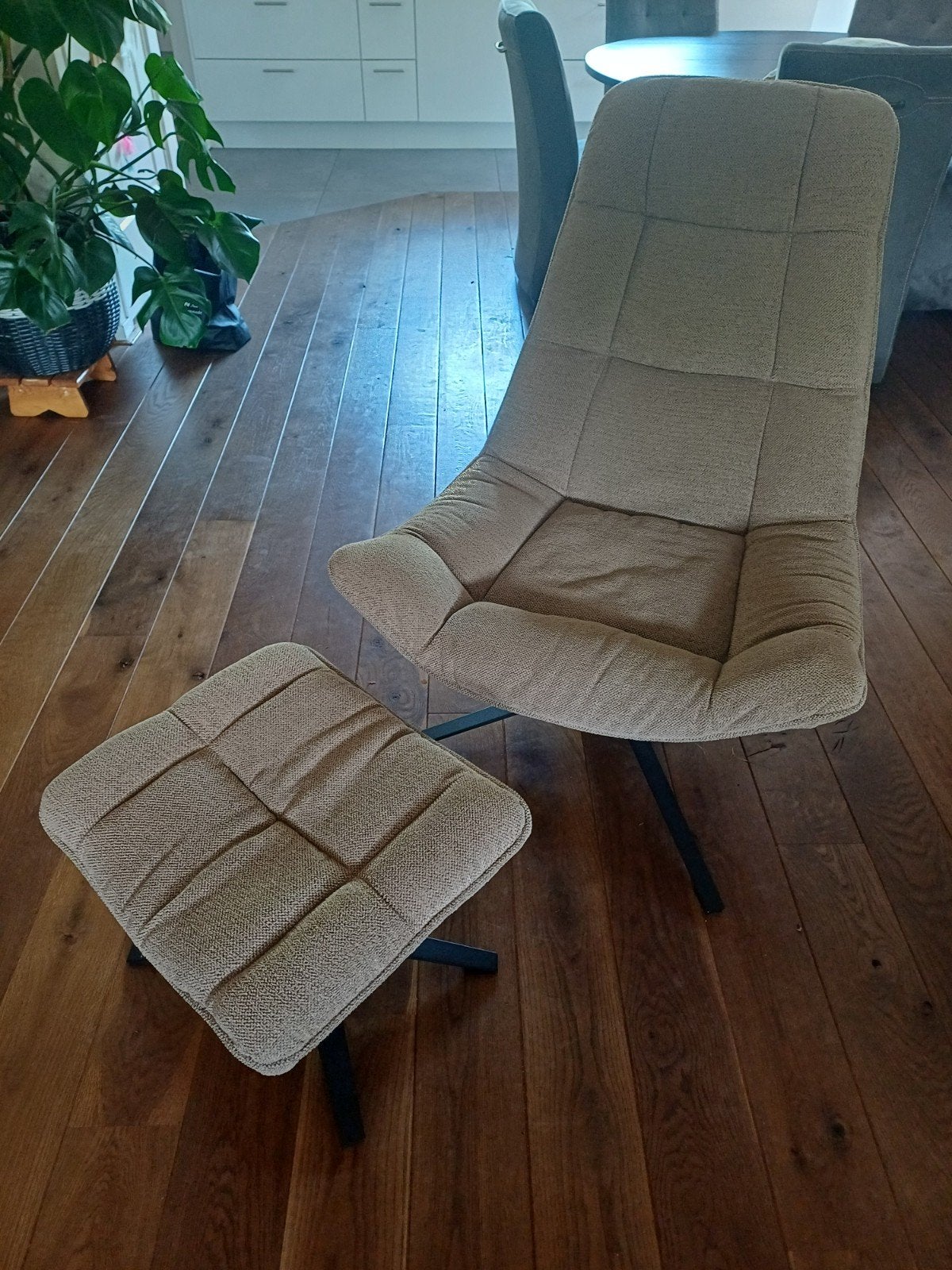 Fauteuil met voetenbank van Leen Bakker, Ophalen, Gebruikt, Minder dan 75 cm, Stof