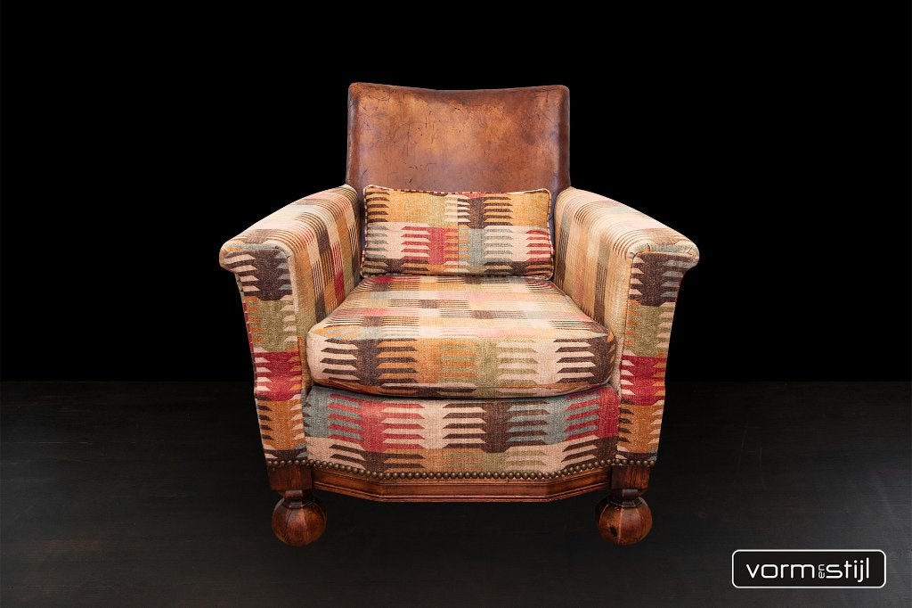 Art Nouveau Pander fauteuil ca. 1910-1920, Ophalen, Gebruikt, 75 tot 100 cm, Leer