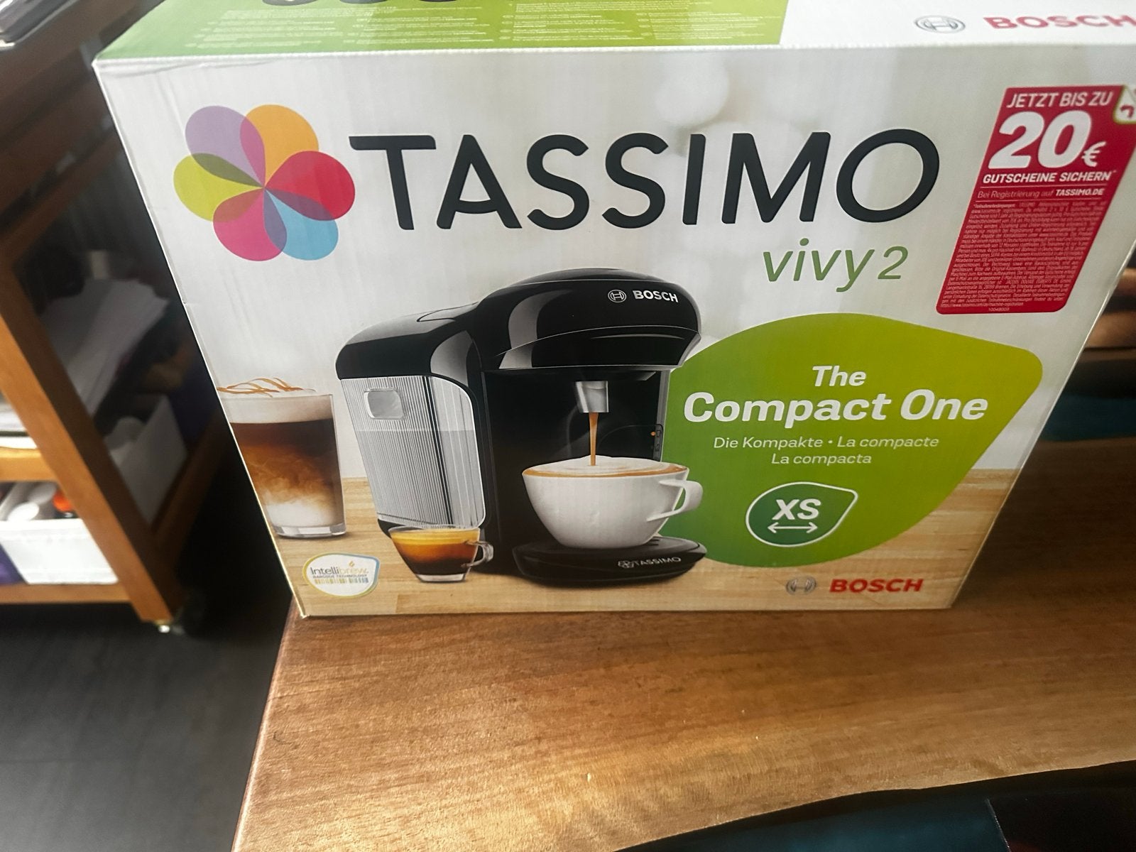 Tassimo Vivy 2 Bosch - Compacte Koffiemachine, Ophalen, Koffiepads en cups, 1 kopje, Koffiemachine