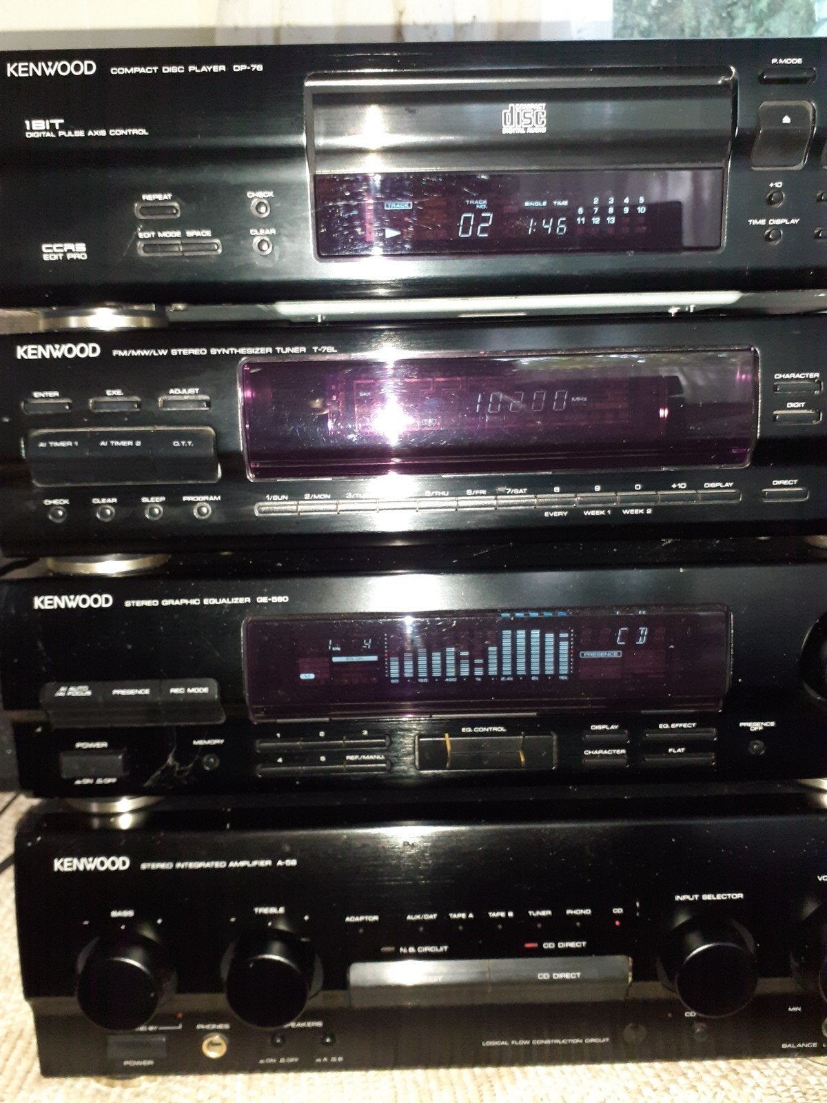 Kenwood Hifi Set: CD-speler, Tuner, Equalizer, Versterker, Ophalen