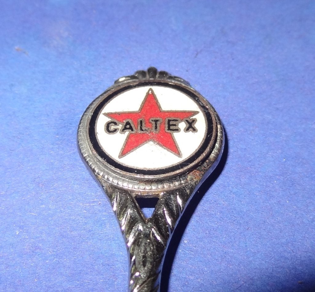 Caltex Benzine Thee Lepel Met Email Logo, Verzenden, Gebruikt, Auto's