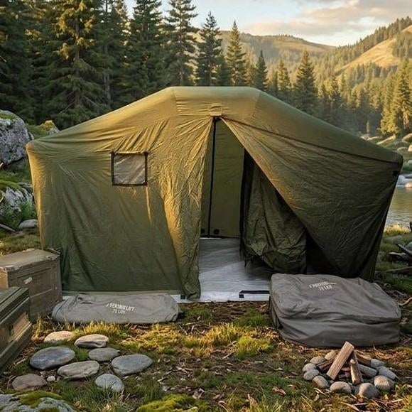 Opblaasbare Legertent met 4 Verwijderbare Douchecabines, Caravans en Kamperen, Tenten, Ophalen