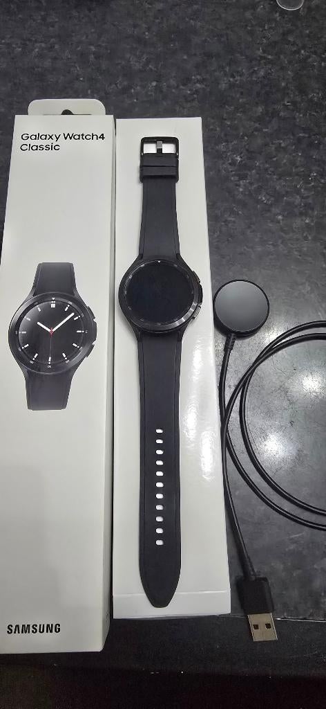 Samsung Galaxy Watch 4 Classic 46mm Black, Hoogte, Zwart, Ophalen of Verzenden, Zo goed als nieuw