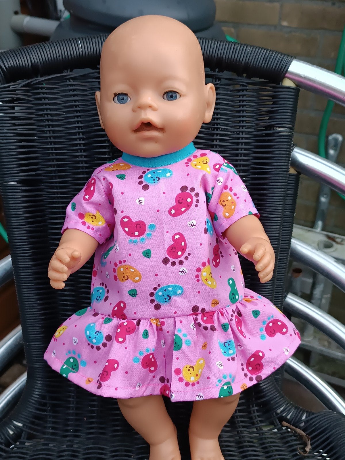 Poppenkleding Baby Born - Roze jurkje met voetjesprint, Ophalen of Verzenden, Nieuw, Babypop