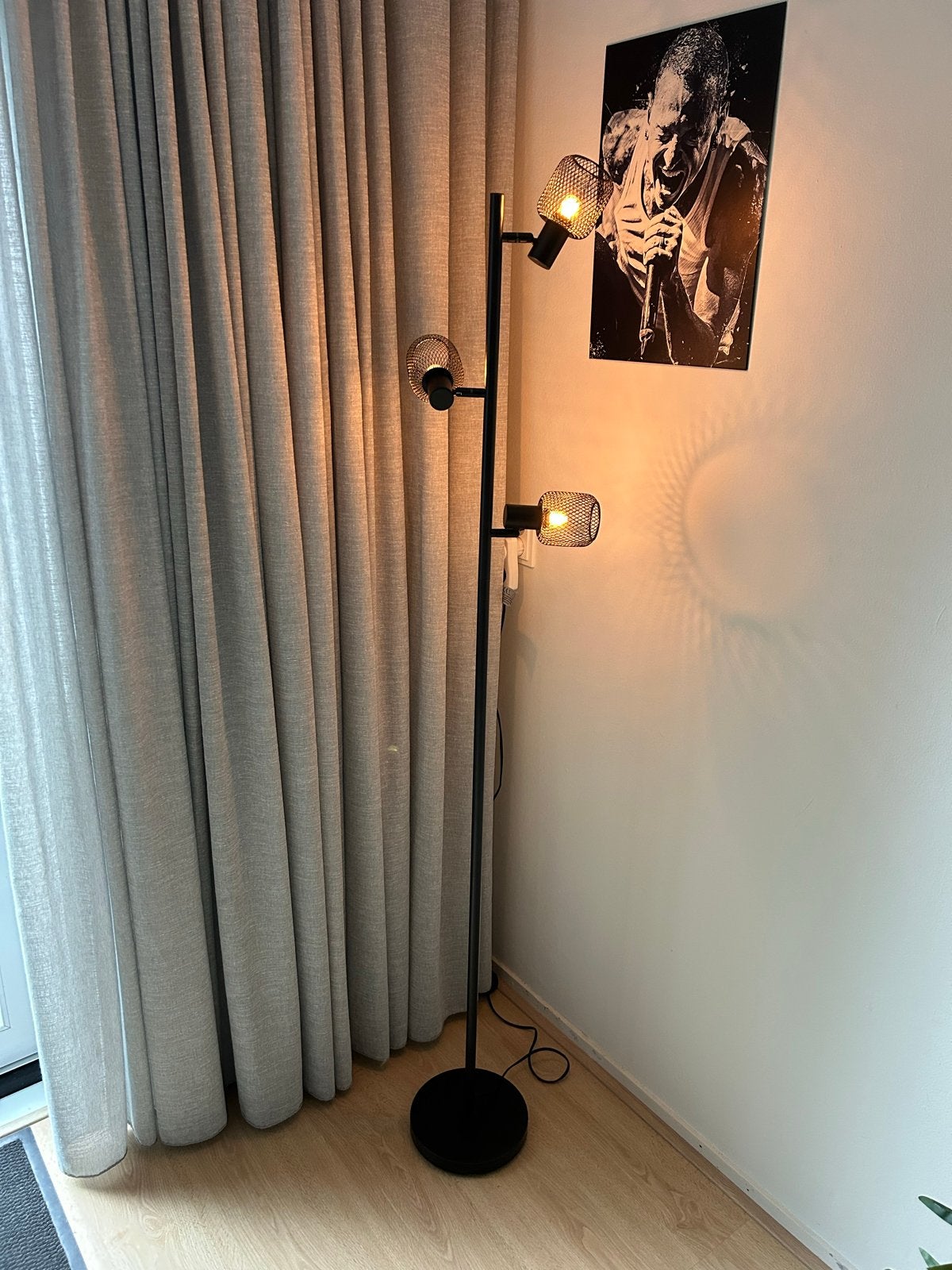 Livarno LED Vloerlamp 159cm hoog - Zwart, 3 spots, nieuw, Nieuw, Ophalen of Verzenden, Metaal, 150 tot 200 cm