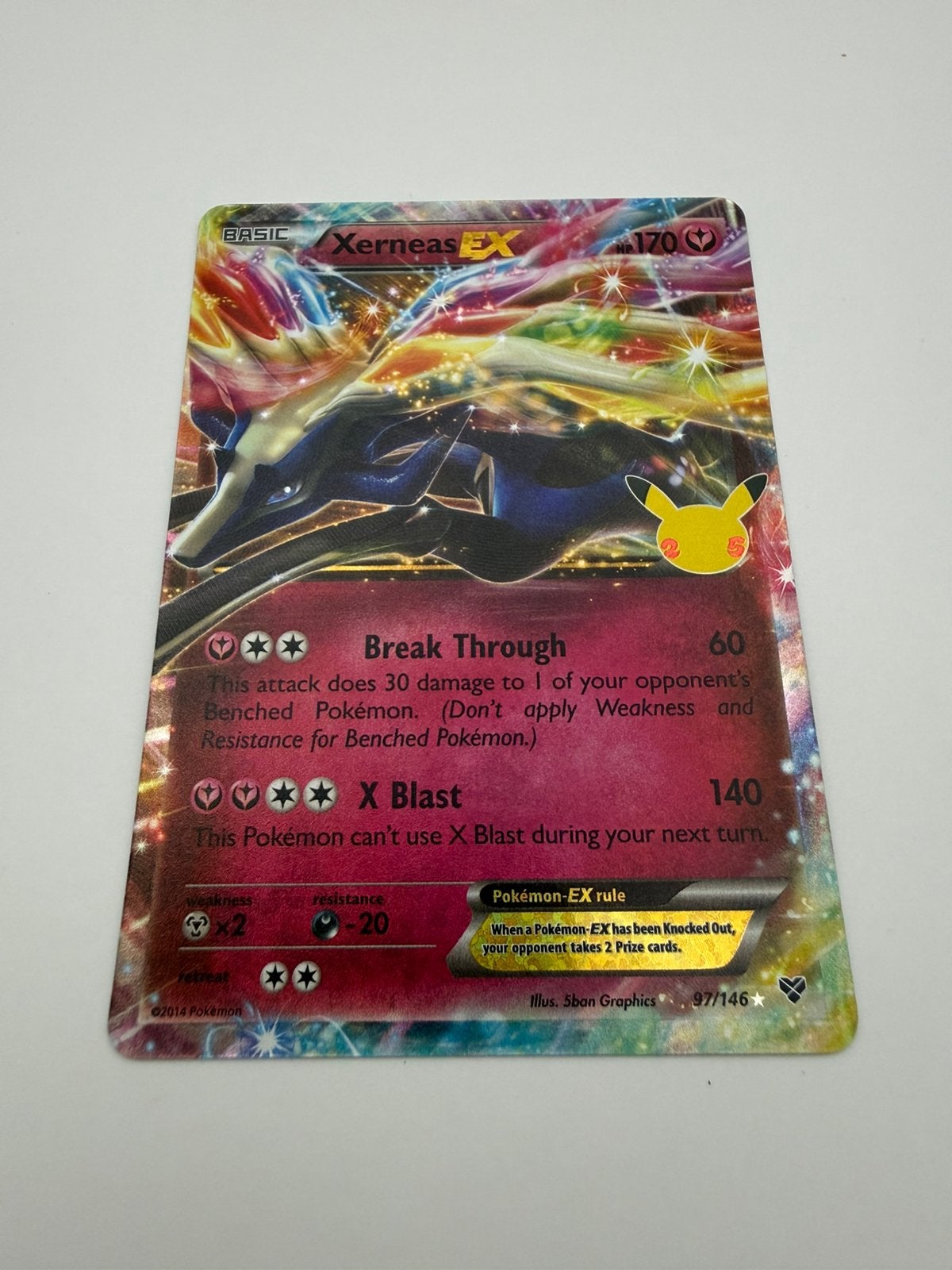 Xerneas ex 97/146 – Pikachu 25th Anniversary Stamp, Ophalen of Verzenden, Zo goed als nieuw, Losse kaart