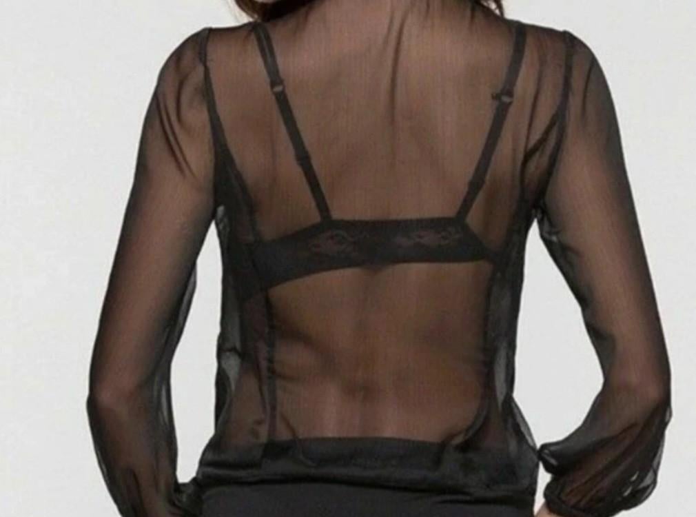 Elegante chiffon blouse, Maat 38/40 (M), Zwart, Ophalen of Verzenden, Onbekend