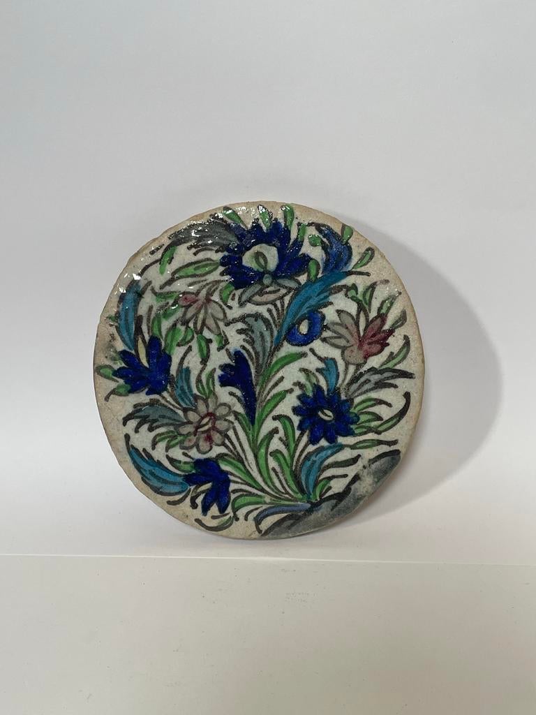 Antieke Perzische Qajar tegel met bloemmotief, Ophalen of Verzenden