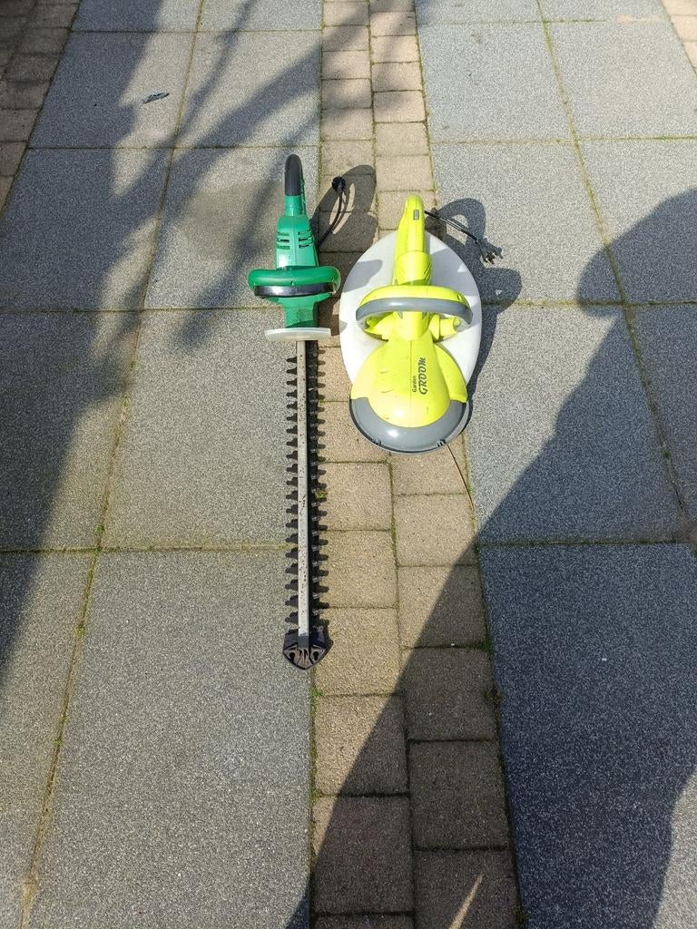 Elektrische heggenschaar en buxusschaar op kabelstroom, Ophalen, Gebruikt, Elektrisch
