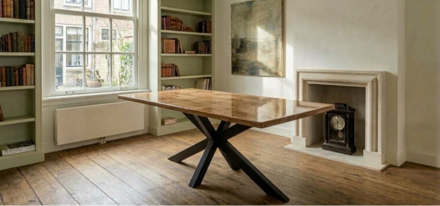 Robuuste eettafel 150x88cm met dik blad, Huis en Inrichting, Ophalen, Gebruikt, 100 tot 150 cm, 50 tot 100 cm