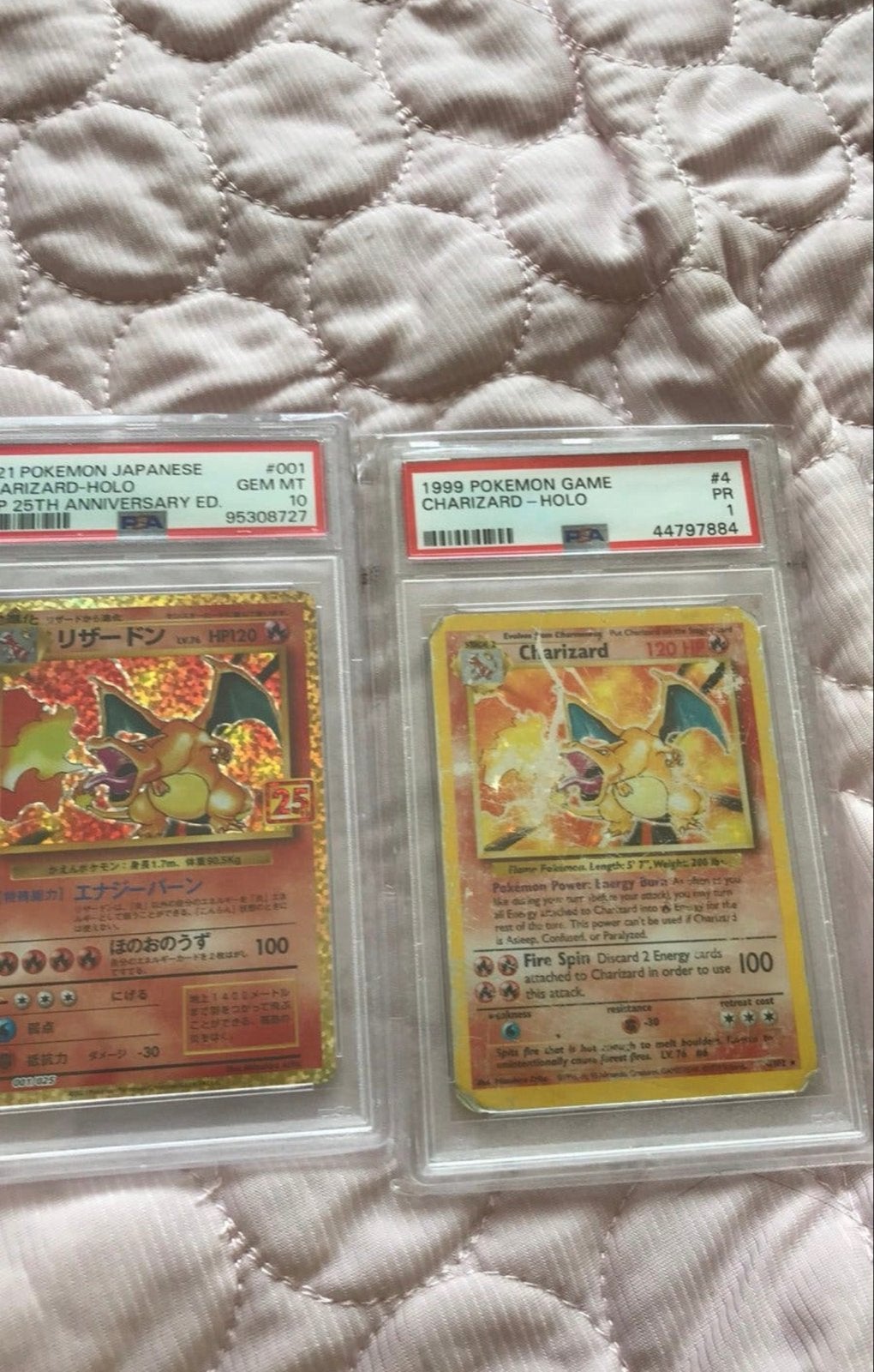 Charizard PSA 1 & PSA 10 - Japanse en Engelse Holo, Ophalen, Zo goed als nieuw, Losse kaart