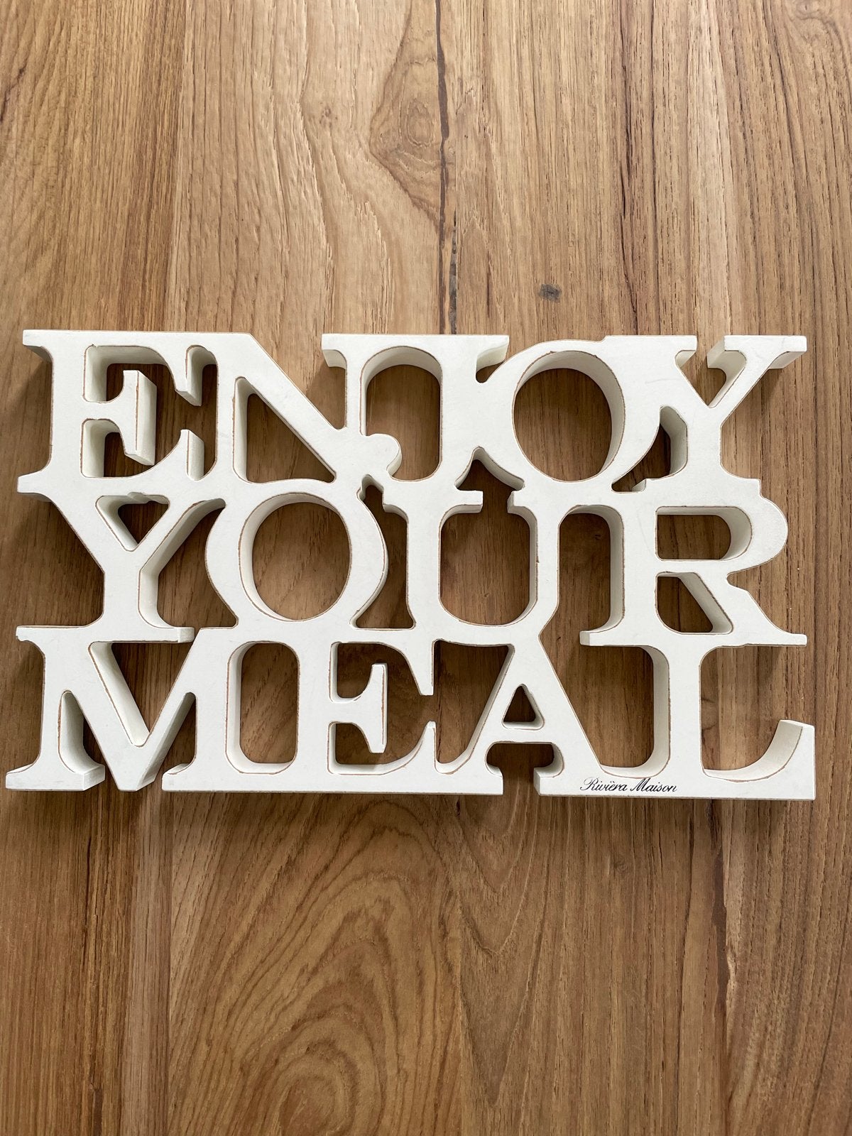 Rivièra Maison 'Enjoy your meal' in nieuwstaat, Hout, Ophalen of Verzenden, Wit, Landelijk