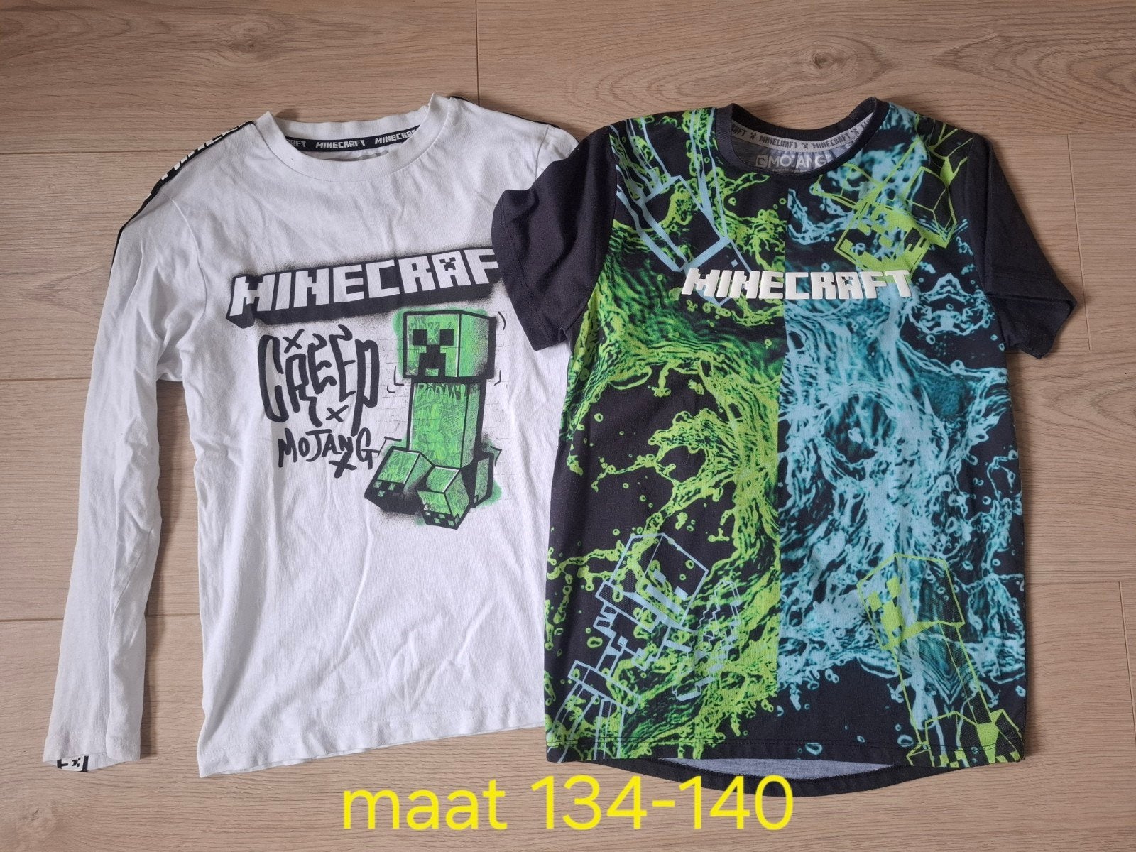 2 minecraft shirts, maat 134-140., Kinderen en Baby's, Kinderkleding | Maat 134, Ophalen of Verzenden, Jongen, Shirt of Longsleeve
