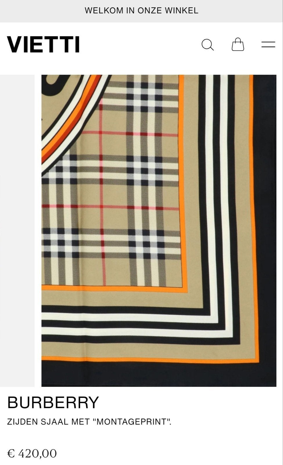 Burberry Zijden Sjaal Montageprint Nieuw!!, Ophalen of Verzenden, Nieuw, Maat 46/48 (XL) of groter, Sjaal