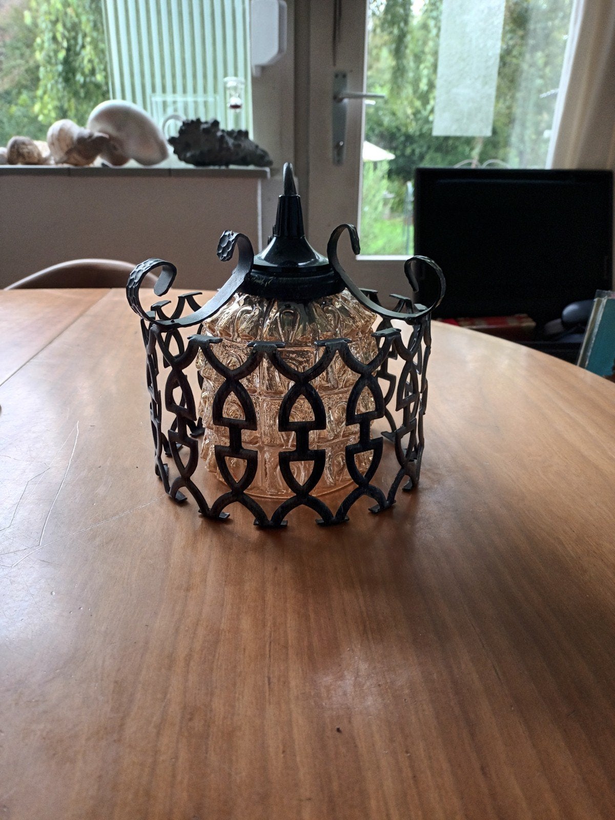Gothic Brutalist lampje., Bruin, Rond, Ophalen of Verzenden, 19 cm