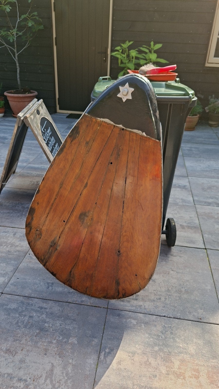 Antieke houten roerblad / scheepsroer decoratie, Ophalen