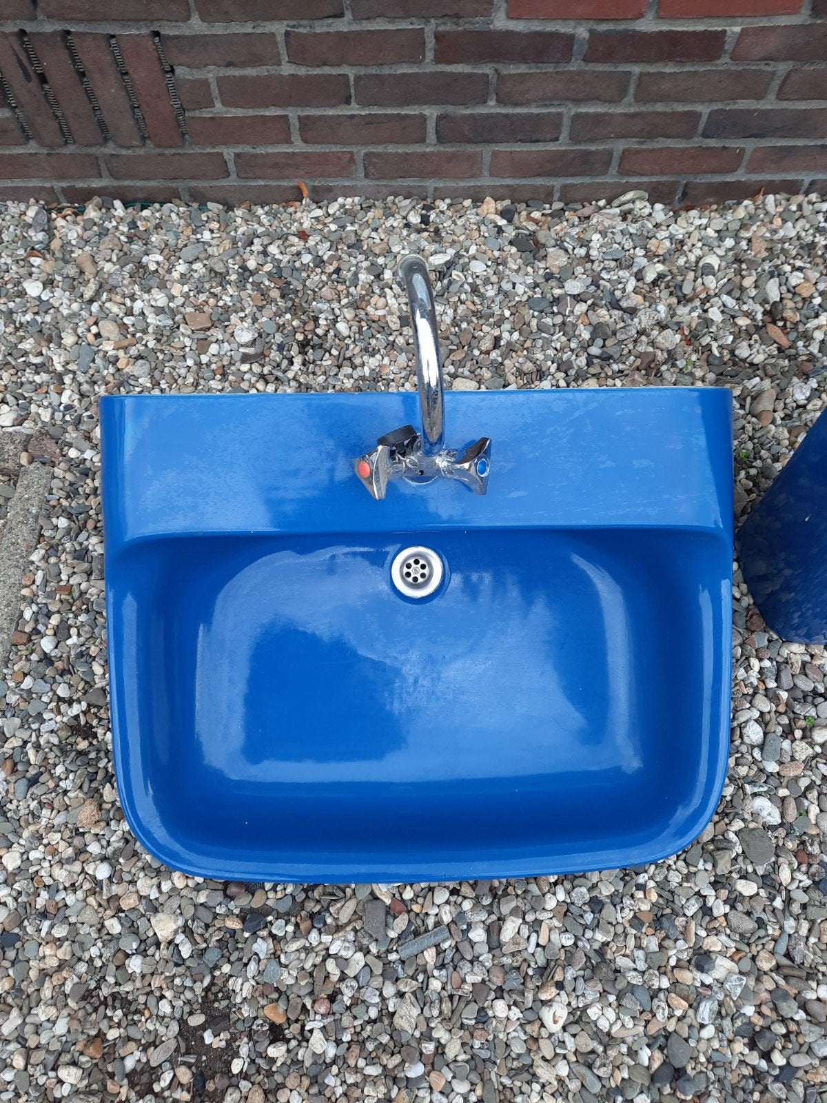 wasbak wastafel vintage jaren 70 blauw, Doe-het-zelf en Verbouw, Sanitair, Ophalen, Wastafel