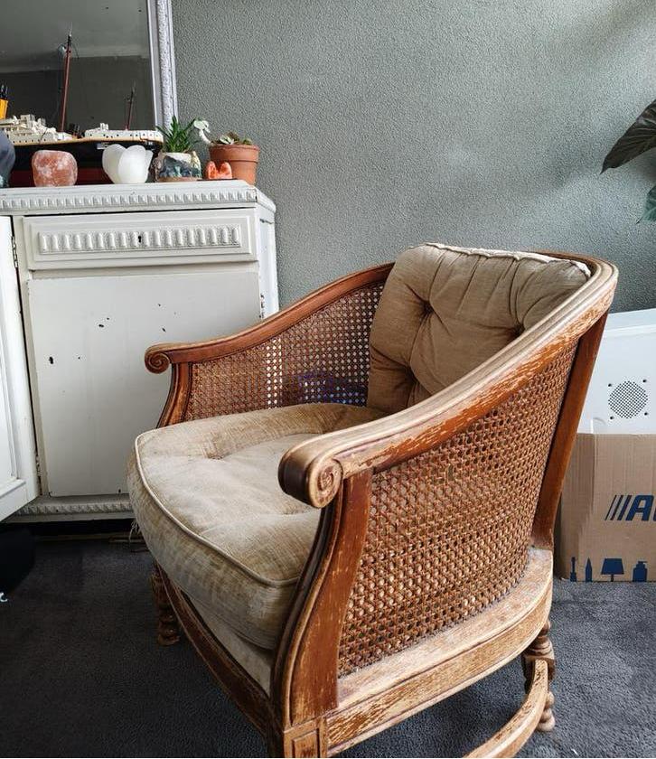 Vintage design fauteuil van Giorgetti, Ophalen, Gebruikt, 75 tot 100 cm, Stof