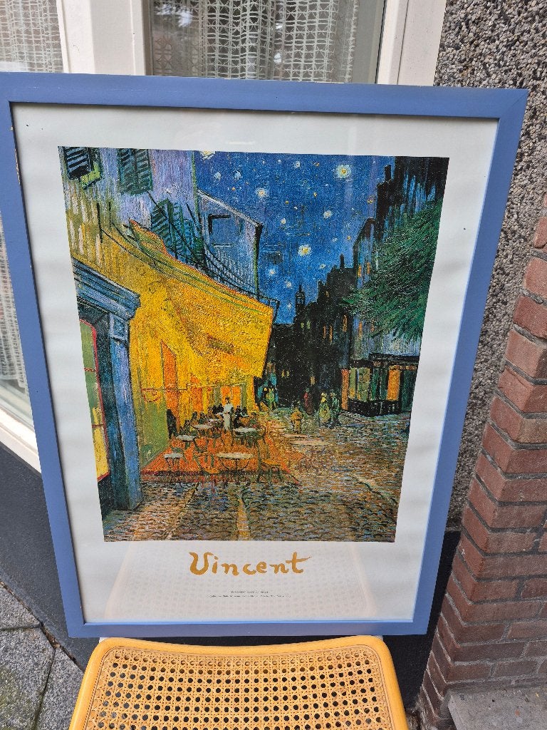 Poster in dubbel passe-partout , Vincent van Gogh, Café la, Ophalen, Rechthoekig Staand, Met lijst, Zo goed als nieuw