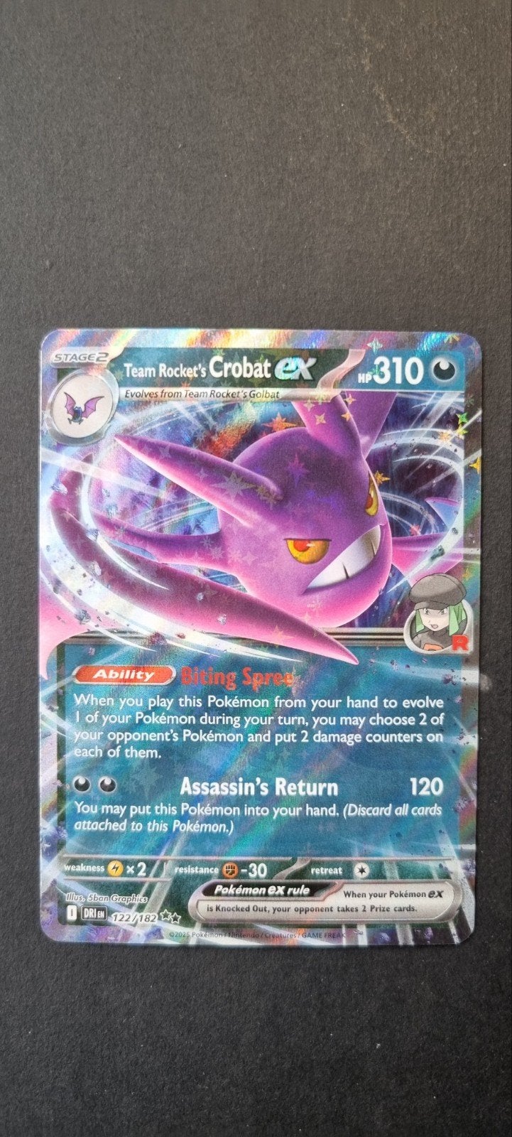 Team Rocket's Crobat ex DRI 122, Ophalen of Verzenden, Zo goed als nieuw, Losse kaart, Foil