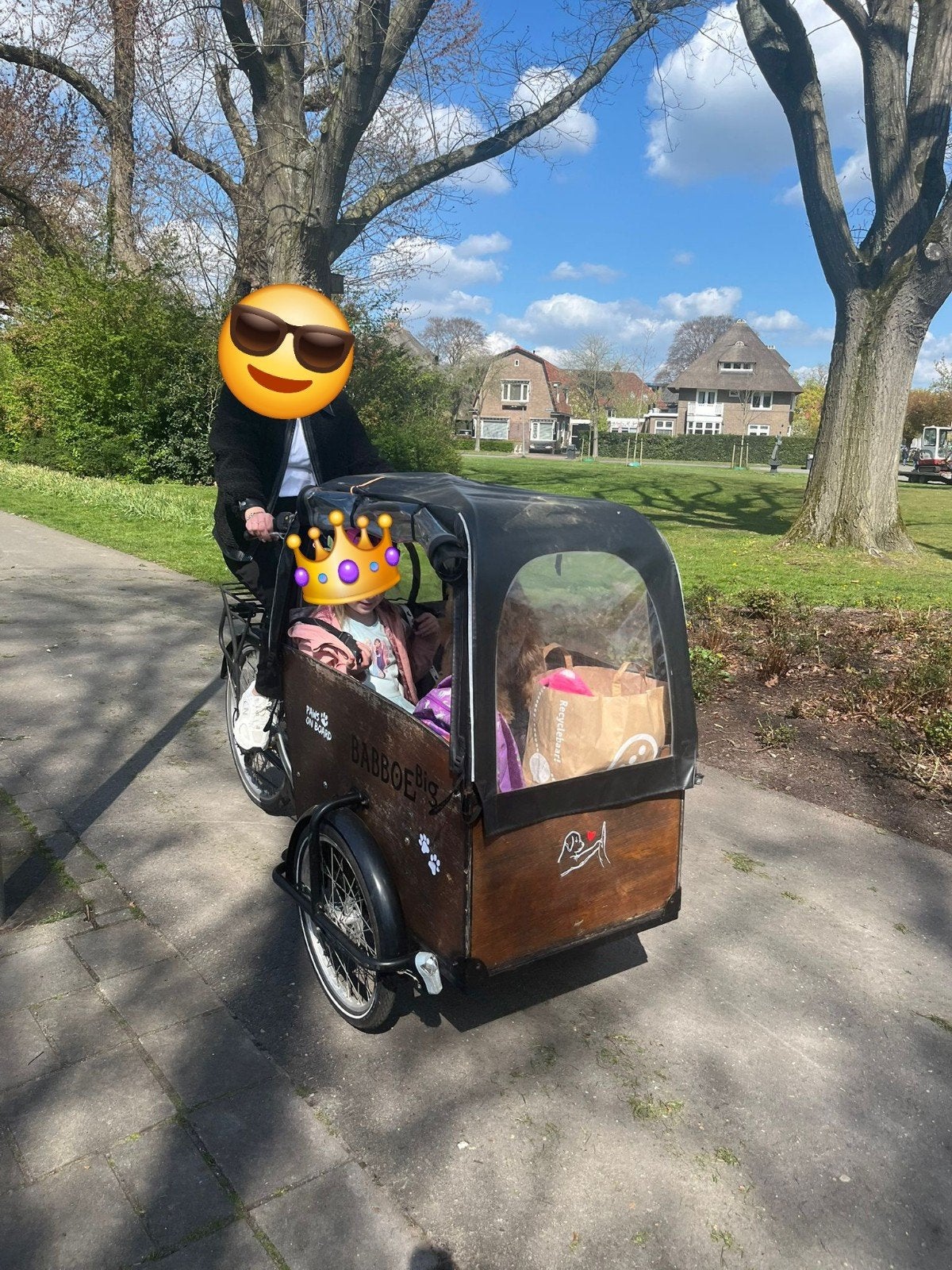 Babboe bakfiets met kap, Gebruikt, Huif, 2 kinderen, Ophalen