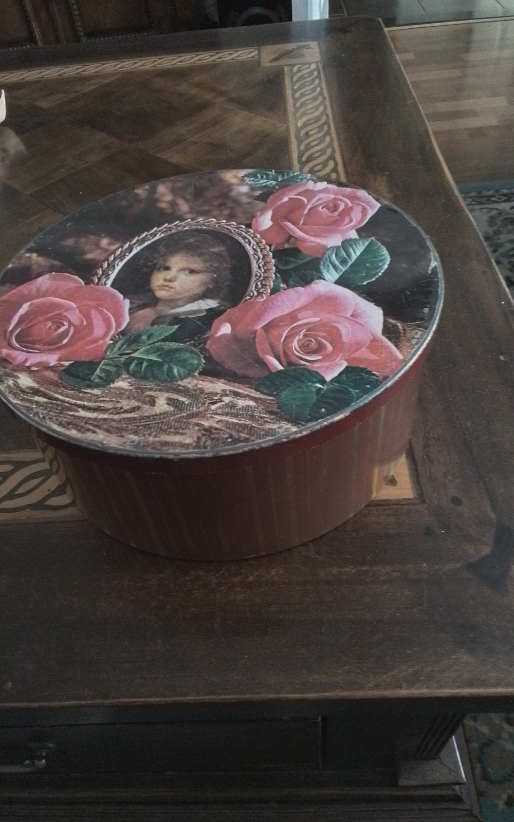Vintage Droste Cacao Blik met Rozen en Kind, Verzamelen, Ophalen