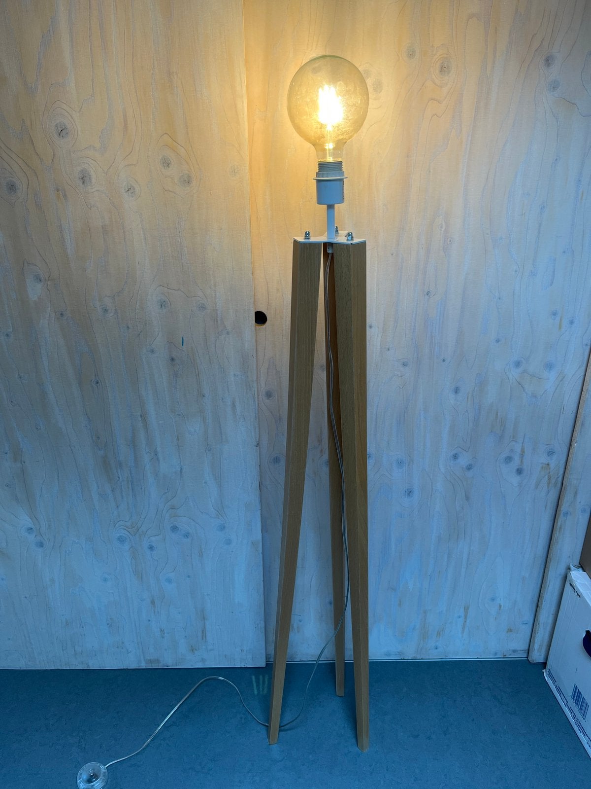 Houten Driepoot Vloerlamp E27 - Livarno Lux, Ophalen, 100 tot 150 cm, E27 (groot), Zo goed als nieuw