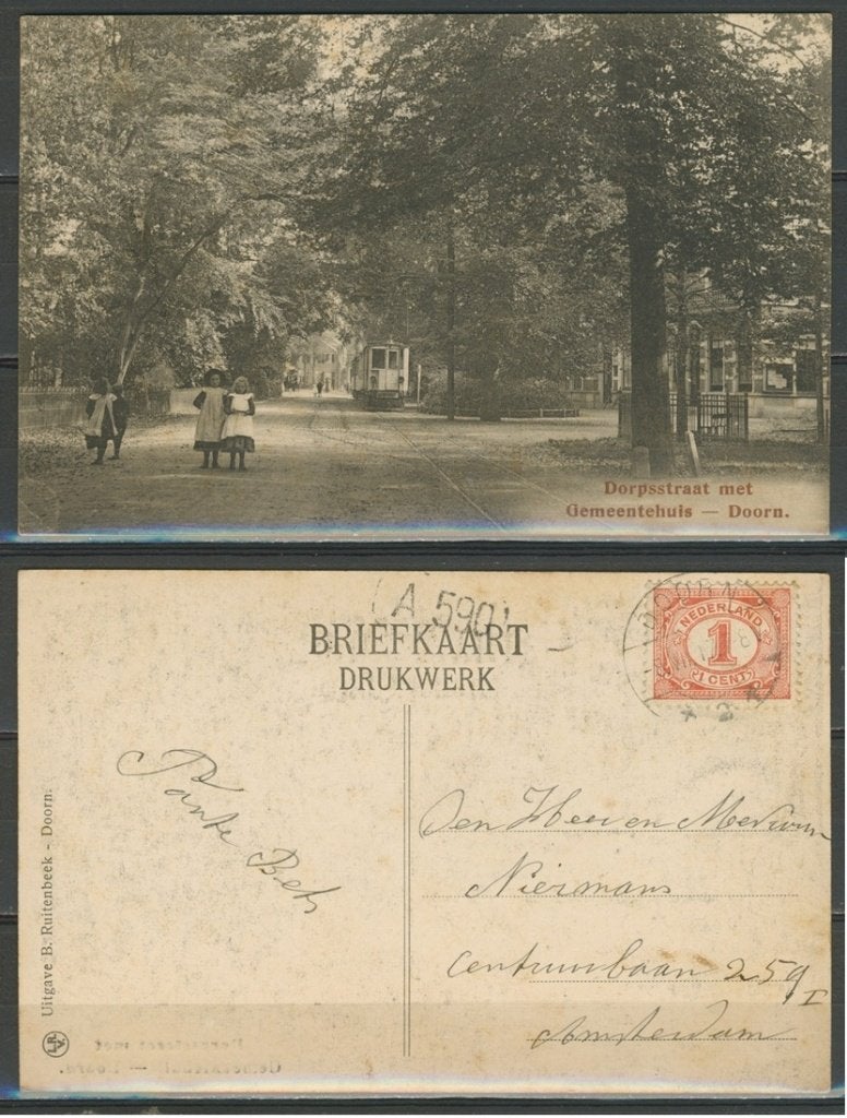 Zeist 1929 Dorpstraat Gemeentehuis Ansichtkaart 1068 jdu, Ophalen of Verzenden, 1920 tot 1940, Gelopen, Utrecht