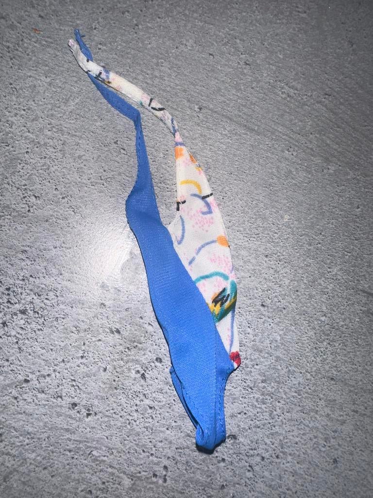 672 Fashion fun Vintage Barbie Badpak - Blauw met patroon, Ophalen of Verzenden, Zo goed als nieuw