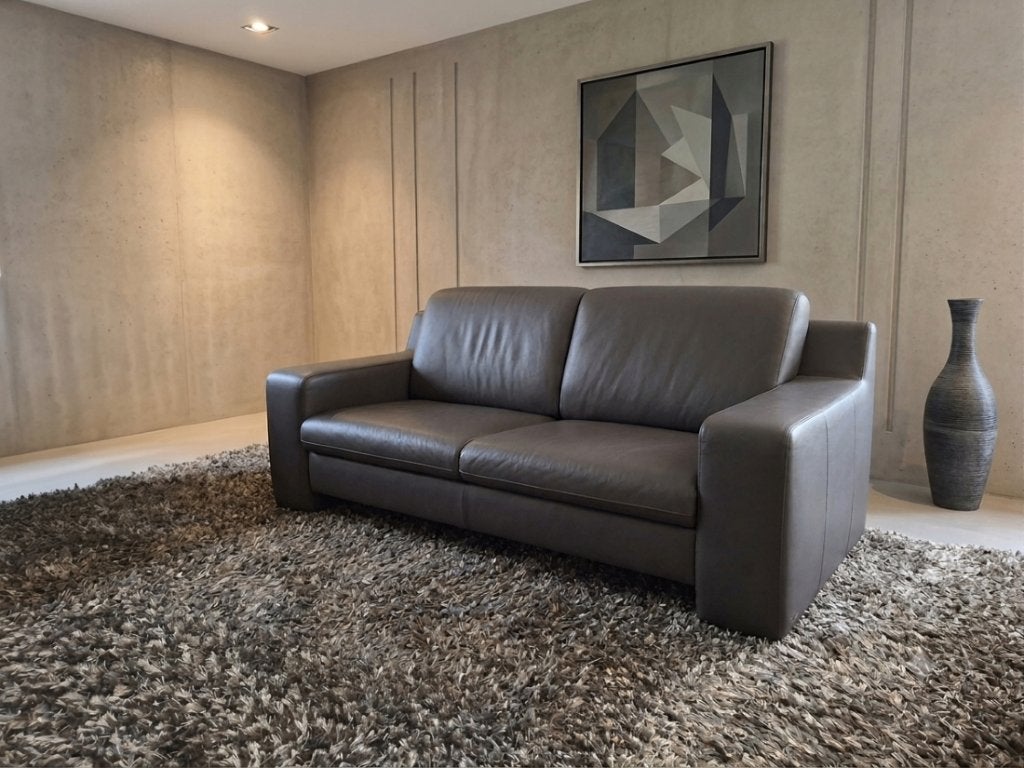 Bankstel bruin leer 2,5 zit, Huis en Inrichting, Ophalen, Gebruikt, Minder dan 75 cm, 150 tot 200 cm