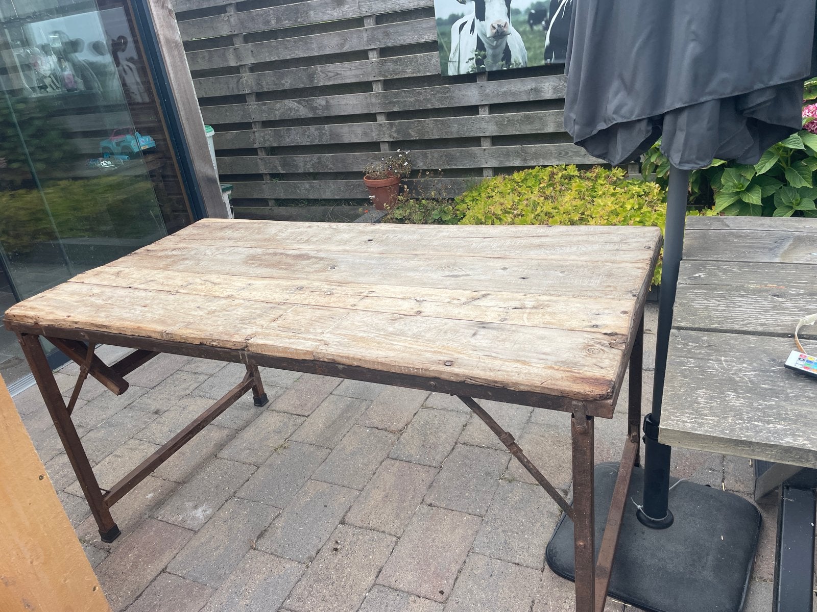 Robuuste houten klaptafel - Ideaal voor buiten of werk, Ophalen, Gebruikt, 100 tot 150 cm, 50 tot 100 cm