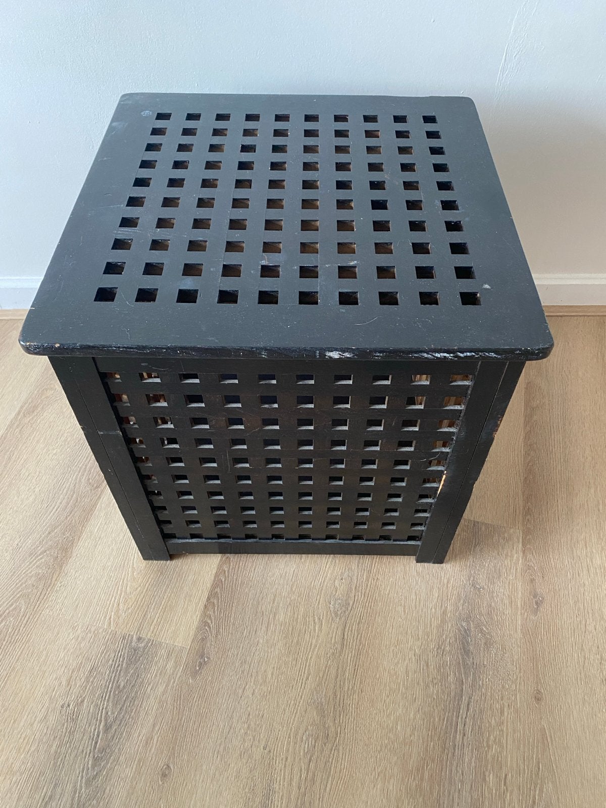 Zwarte houten opbergbox / wasmand 50x50x50 cm, Ophalen, Gebruikt