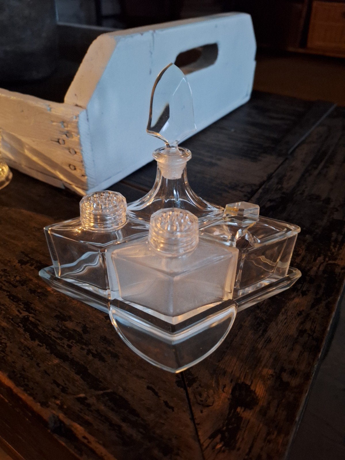 Peper & zoutstel/kruidenset glas jaren 20, Antiek en Kunst, Ophalen of Verzenden