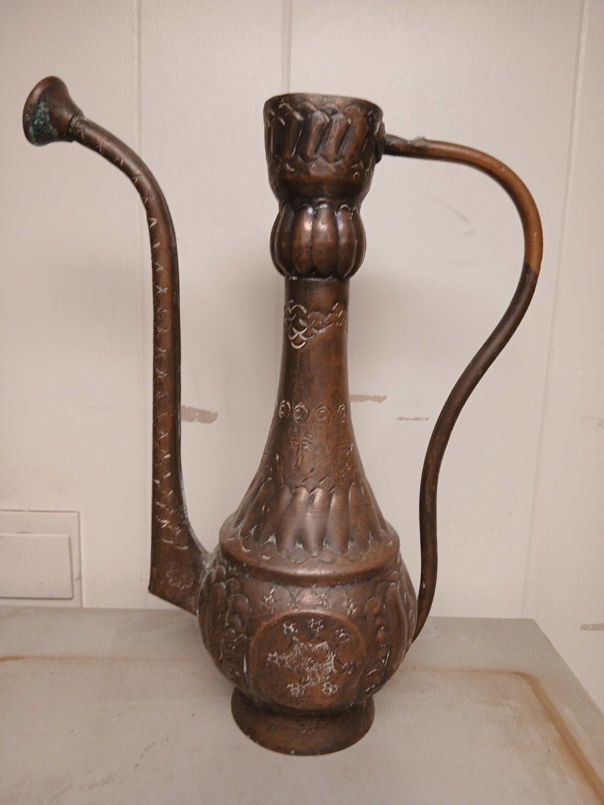 Antieke Koperen Waterkan - 33 cm hoog, Antiek en Kunst, Antiek | Koper en Brons, Ophalen of Verzenden, Koper