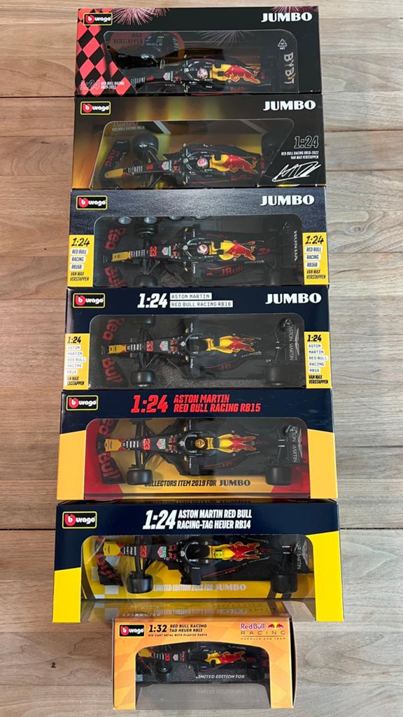 Complete Max Verstappen Red Bull collectie RB13-RB19 Bburago, Ophalen of Verzenden, Nieuw, Auto, Bburago