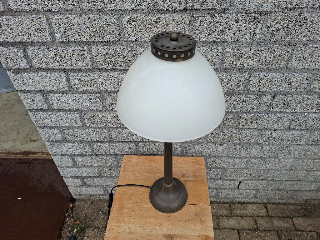 Foto 4 van mooie in nieuwstaat vintage franse bronse tafel lamp