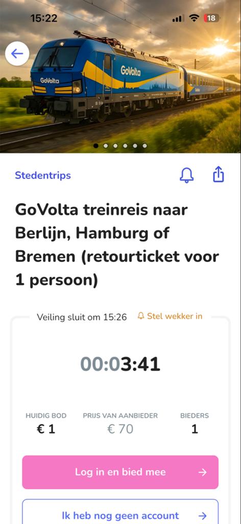 Retourticket Go volta (o.a. Berlijn), Eén persoon, Trein, Met bestemming of datum