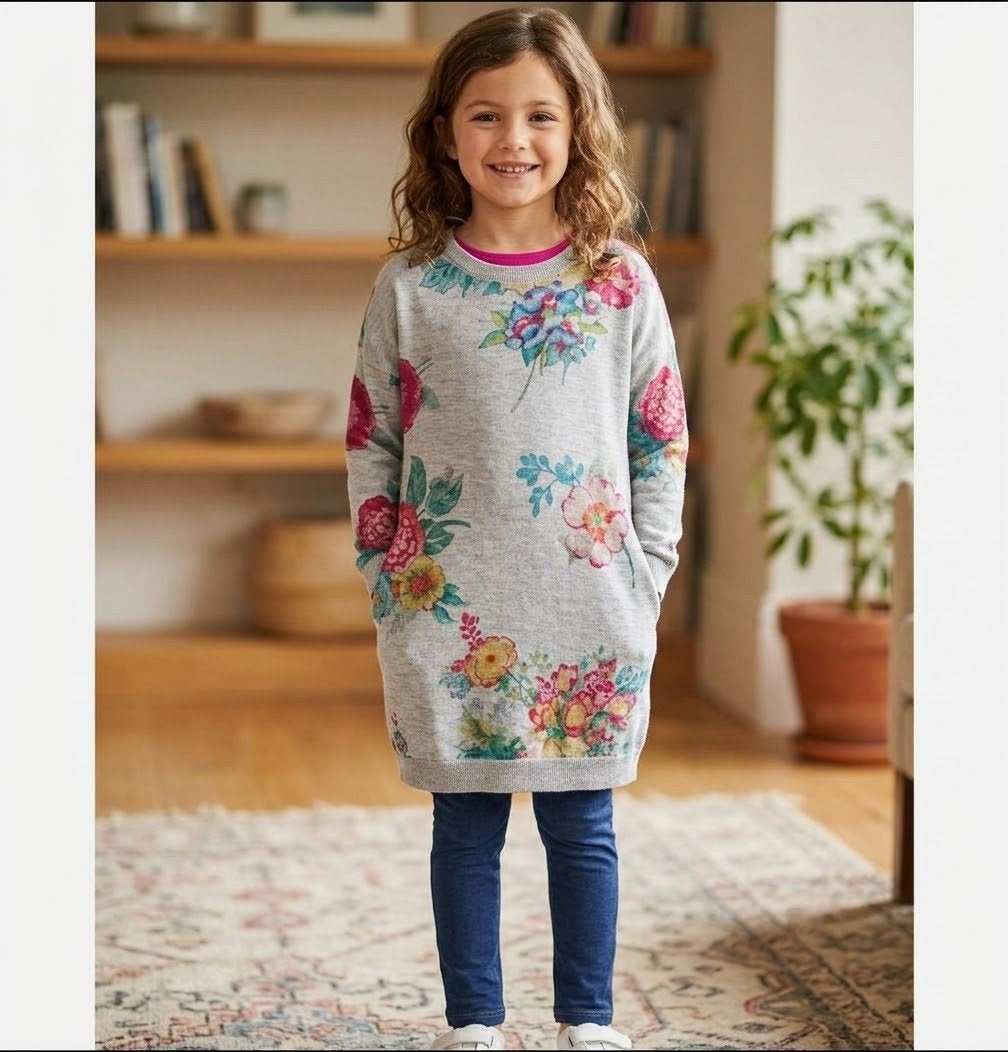 Room Seven sweatdress met bloemenprint, maat 122, Gebruikt, Meisje, Room Seven, Ophalen of Verzenden