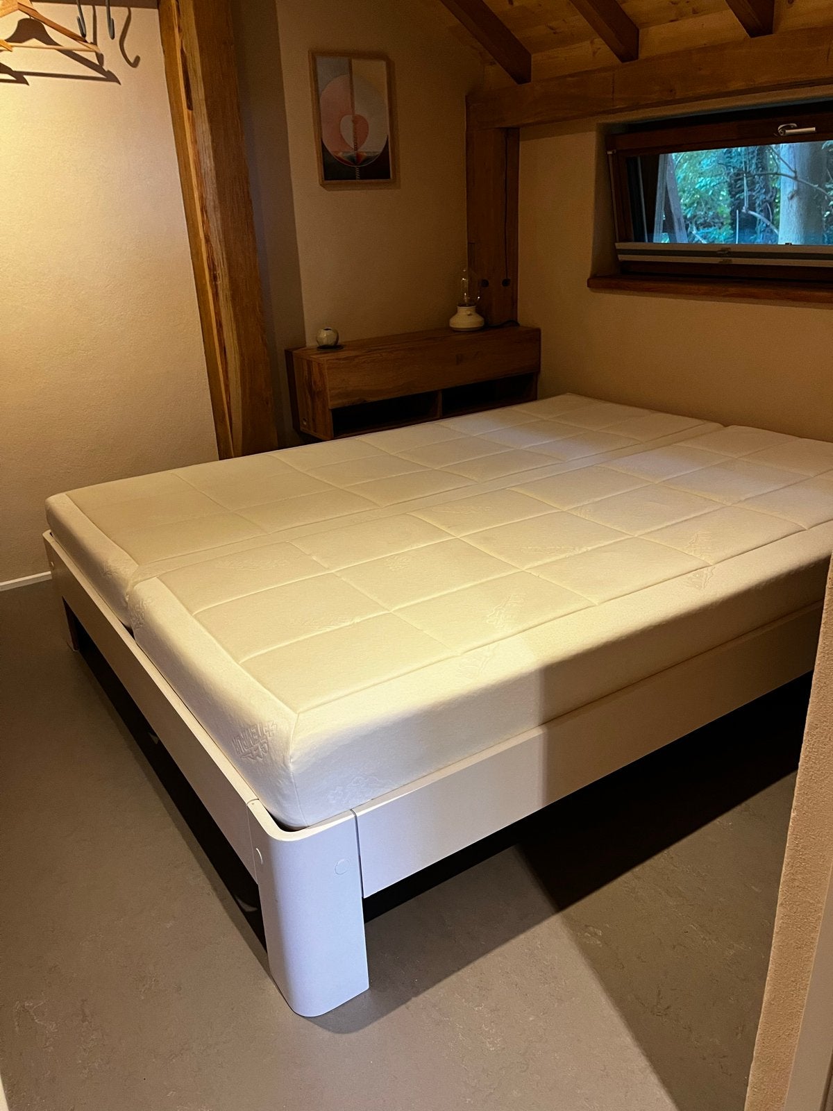 Tempur matras 2x 80x200 met Auping Auronde elektrisch bedien, Ophalen, Overige materialen, Wit, Tweepersoons