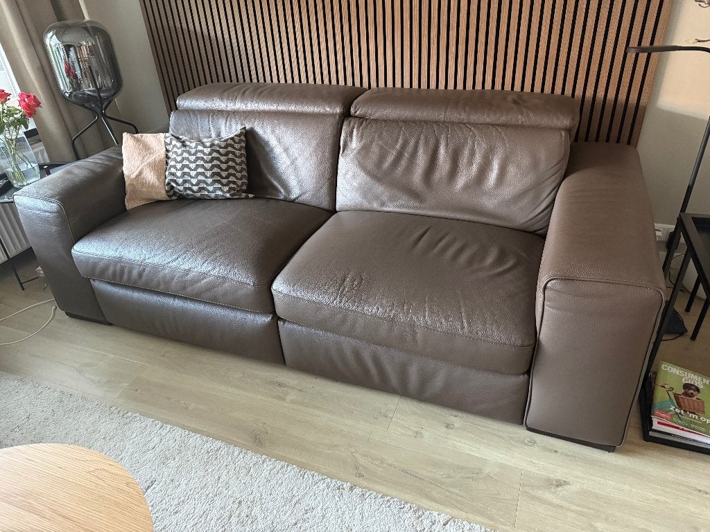 Mooie Natuzzi 3 zits bank. Bruin leder., Huis en Inrichting, Ophalen, Leder, Gebruikt, Driepersoons