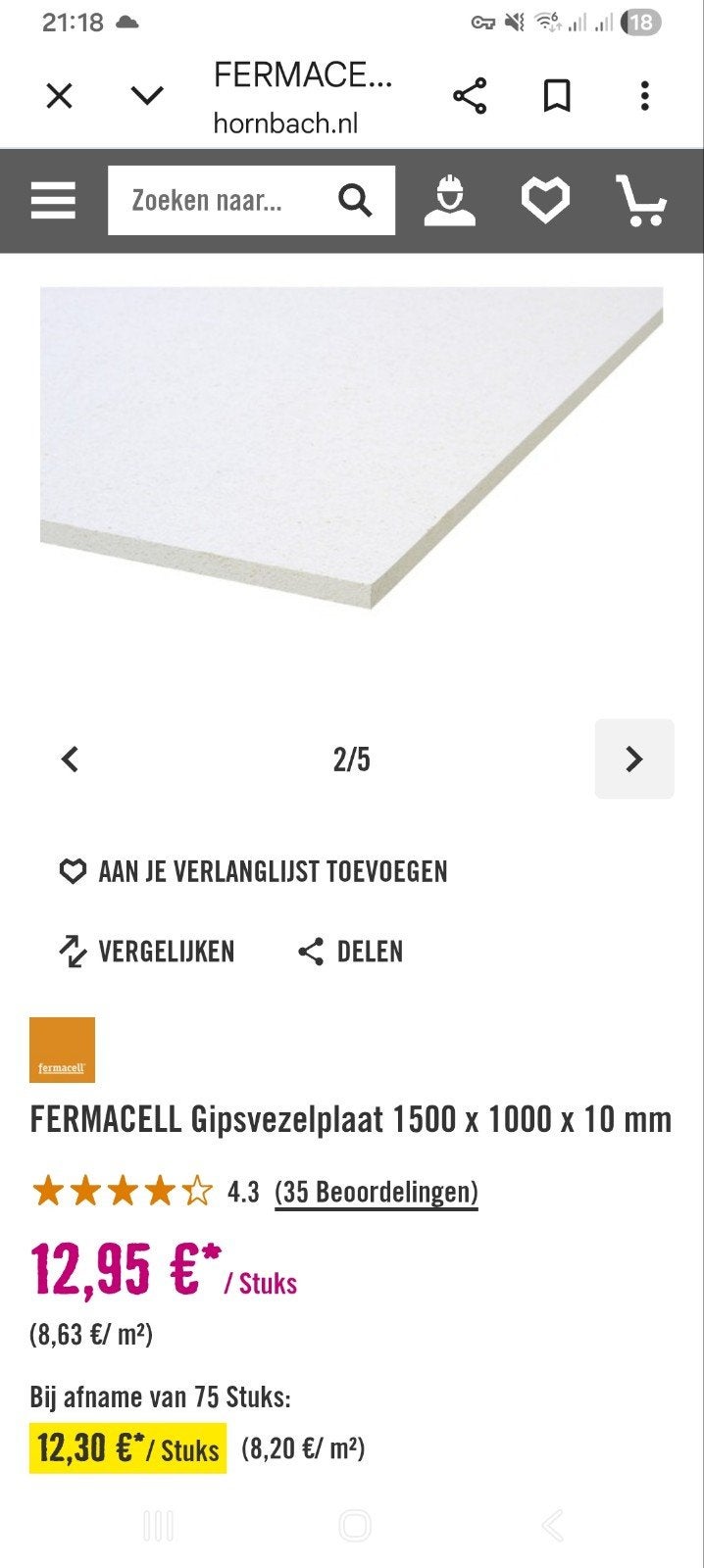 FERMACELL Gipsvezelplaat 1500 x 1000 x 10 mm, Ophalen, Nieuw, Overige materialen, Minder dan 20 mm