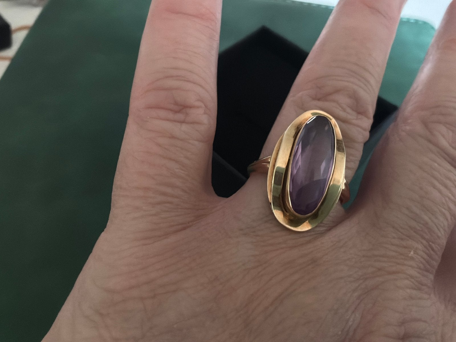 Geweldige antieke gouden ring edelsteen Alexandriet 14 kar, Sieraden, Tassen en Uiterlijk, 18 tot 19, Verzenden, Zo goed als nieuw